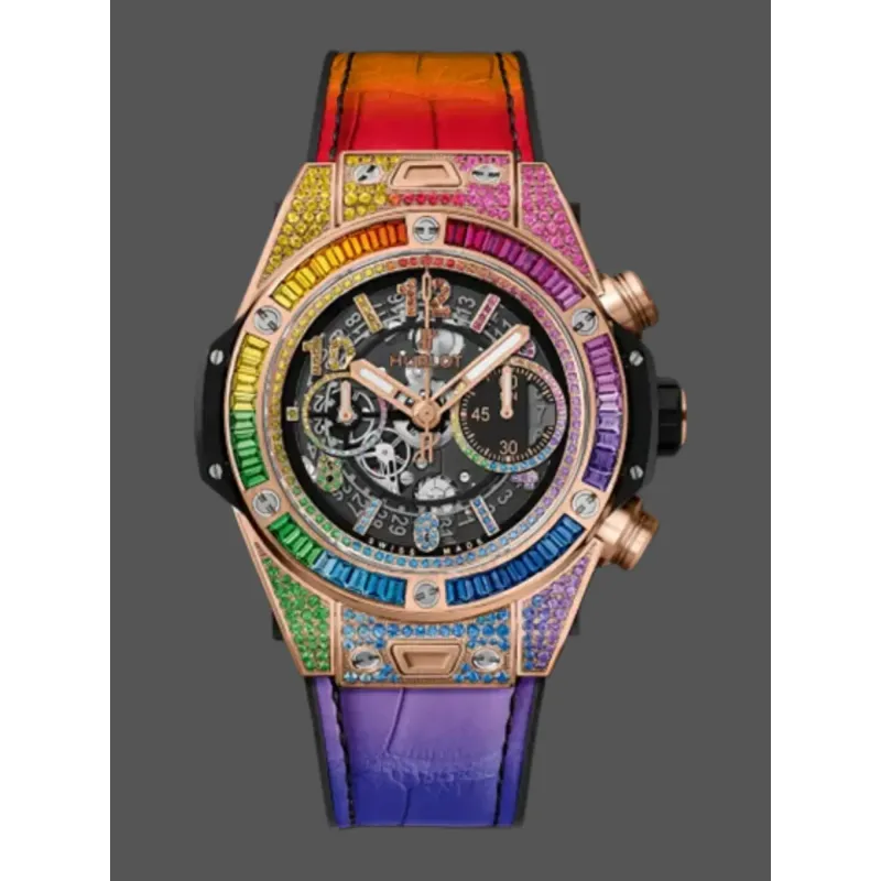 Hublot Rainbow Chronograph 411.OX.9910.LR.0999 Replica - Lunetta con Diamanti