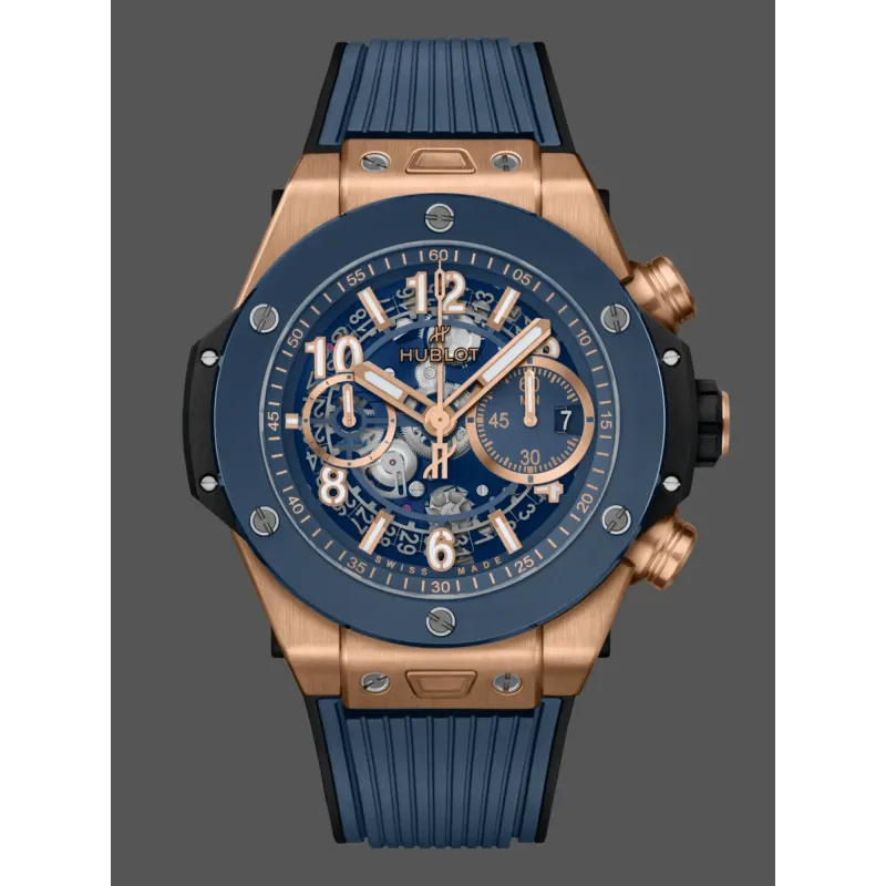 Hublot Big Bang Unico King Gold Blue Ceramic 421.OL.5180.RX Replica - Quadrante Blu Oro