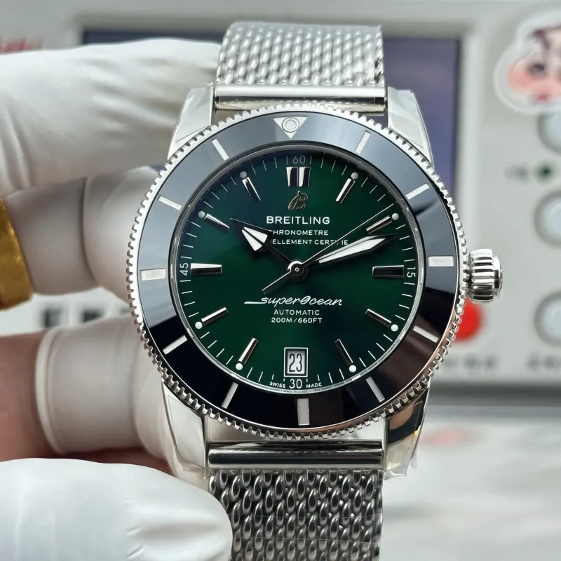 Breitling Superocean Heritage AB2010121L1A1 Replica - Quadrante Verde Maglia Milanese