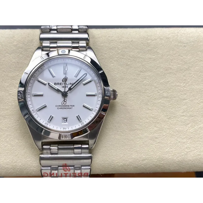 Breitling Chronomat Donna A10380101A3A1 Replica - Quadrante Bianco Lunetta Scanalata