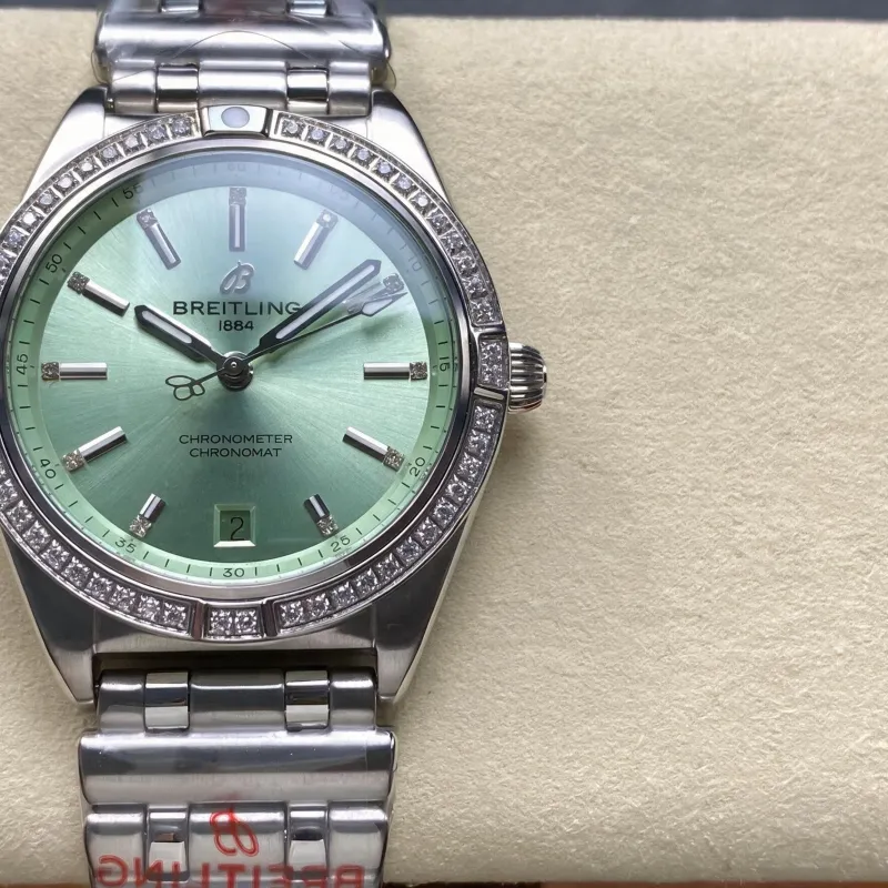 Breitling Chronomat Donna A10380591L1A1 Replica - Quadrante Verde Menta Lunetta Scanalata