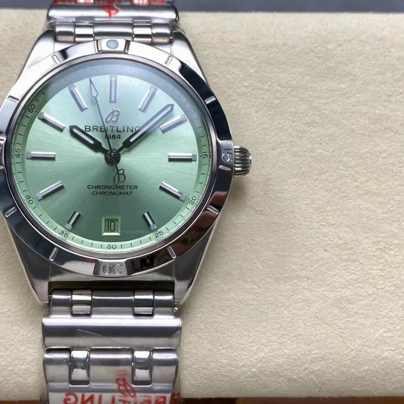 Breitling Chronomat Donna A10380101L1A1 Replica - Quadrante Verde Menta Lunetta Scanalata
