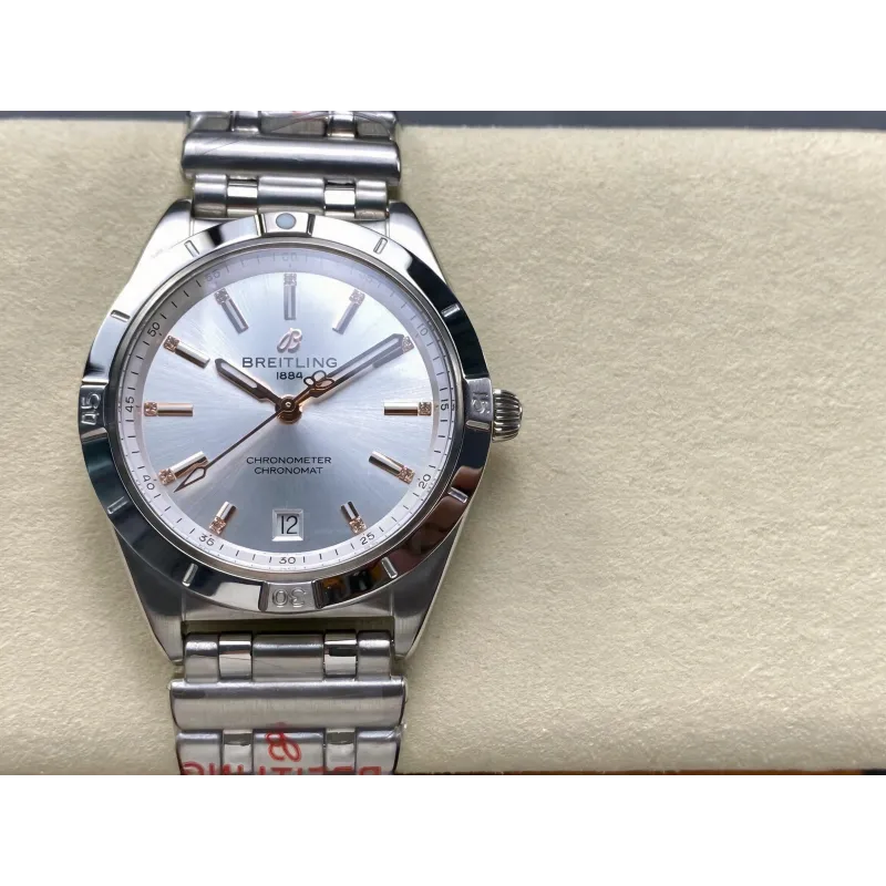 Breitling Chronomat Donna A10380101A2A1 Replica - Quadrante Argento Lunetta Scanalata