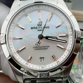 Breitling Chronomat Donna A10380101A4A1 Replica - Quadrante Madreperla Lunetta Scanalata