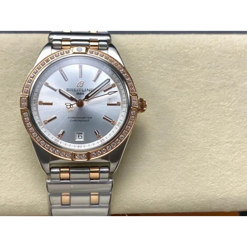 Breitling Chronomat Donna U10380591A1U1 Replica - Quadrante Argento Lunetta Scanalata