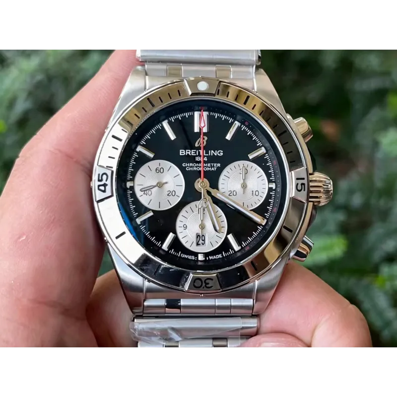 Breitling Chronomat AB0134101B1A1 Replica - Quadrante Nero Lunetta Scanalata