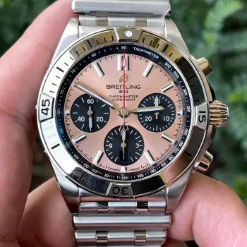Breitling Chronomat AB0134101K1A1 Replica - Beige Lunetta Scanalata