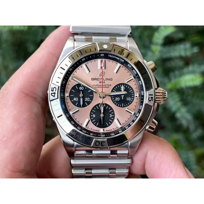Breitling Chronomat AB0134101K1A1 Replica - Beige Lunetta Scanalata