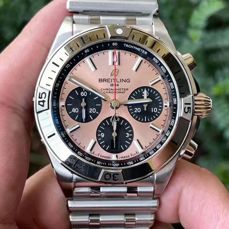 Breitling Chronomat AB0134101K1A1 Replica - Beige Lunetta Scanalata
