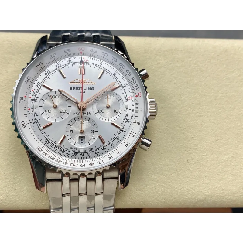 Breitling Navitimer AB0139211G1A1 Replica - Quadrante Argento Lunetta Scanalata
