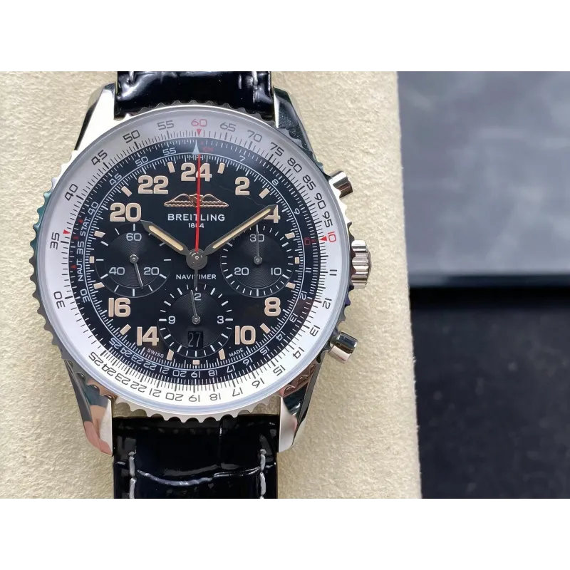 Breitling Navitimer PB02301A1B1P1 Replica - Quadrante Nero Lunetta Scanalata