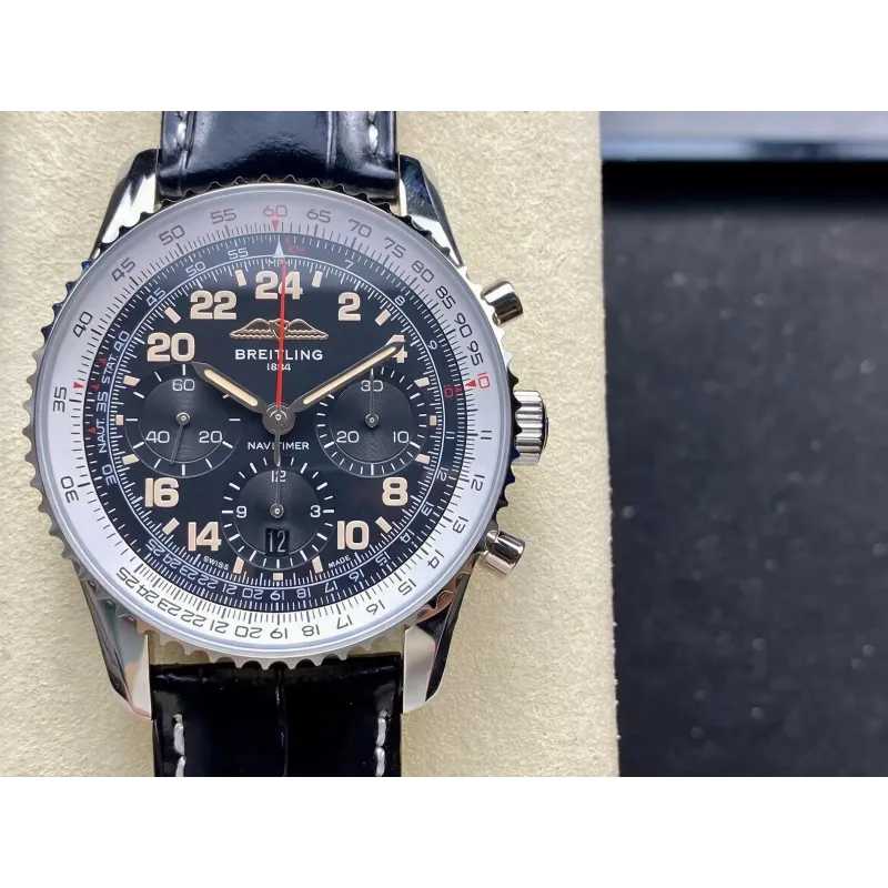 Breitling Navitimer PB02301A1B1P1 Replica - Quadrante Nero Lunetta Scanalata