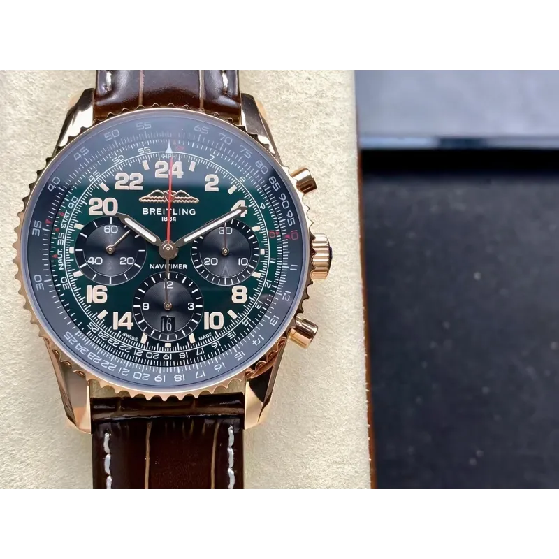 Breitling Navitimer RB12302A1L1P1 Replica - Quadrante Verde Lunetta Scanalata