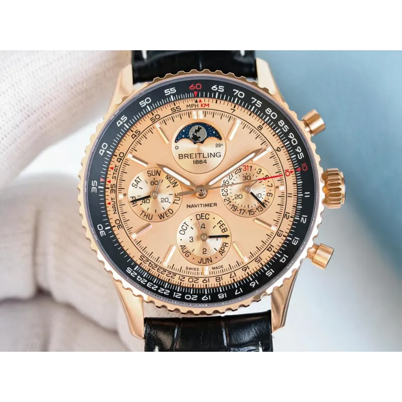 Breitling Navitimer RB19101A1H1P1 Replica - Rose Gold Lunetta Scanalata