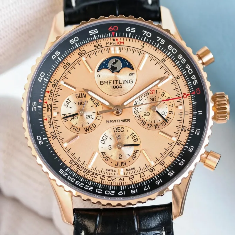 Breitling Navitimer RB19101A1H1P1 Replica - Rose Gold Lunetta Scanalata