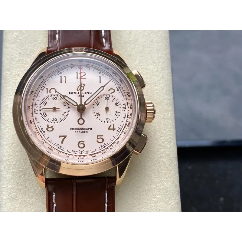 Breitling Premier B09 Chronograph 40 Rose Gold RB0930371G1P1 Replica - Quadrante Argento