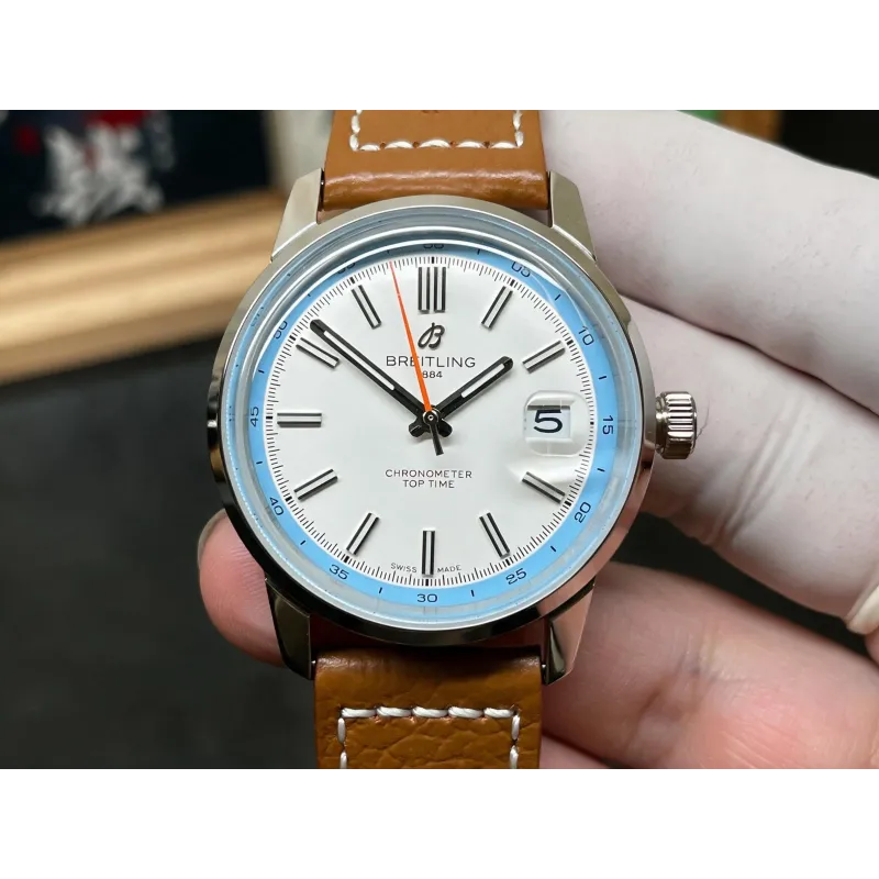 Breitling Top Time Automatic AB3113281A1X1 Replica - Quadrante Bianco Cinturino in Pelle