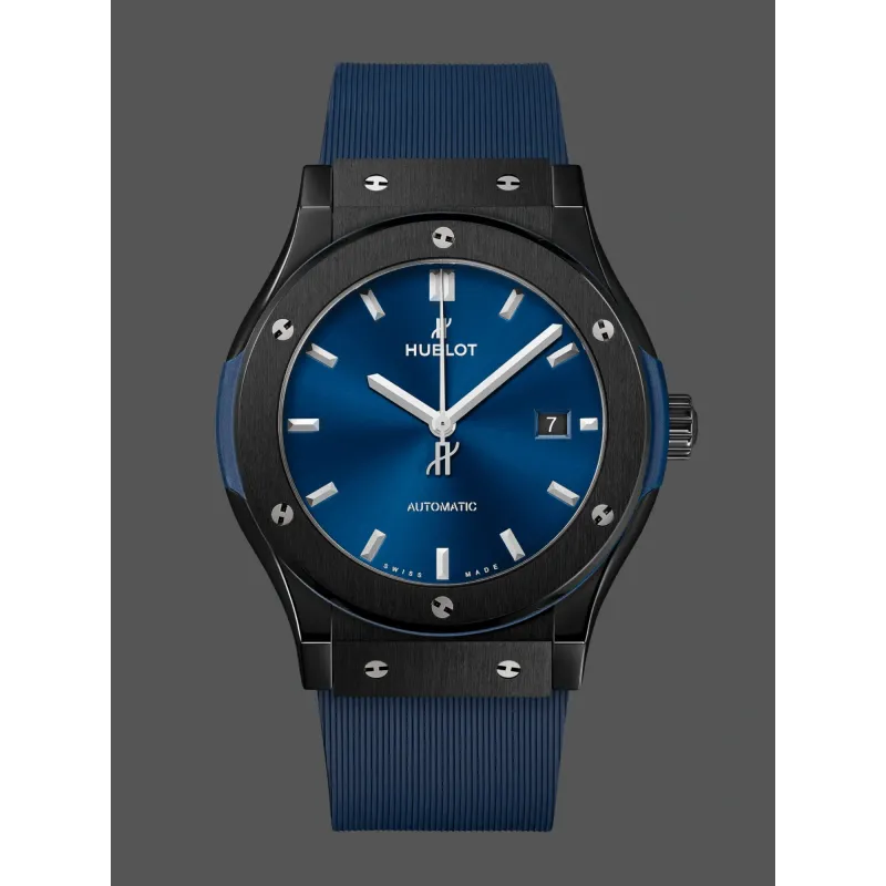 Hublot Classic Fusion Ceramic 542.CM.7170.RX Replica - Quadrante Blu Cinturino Caucciu
