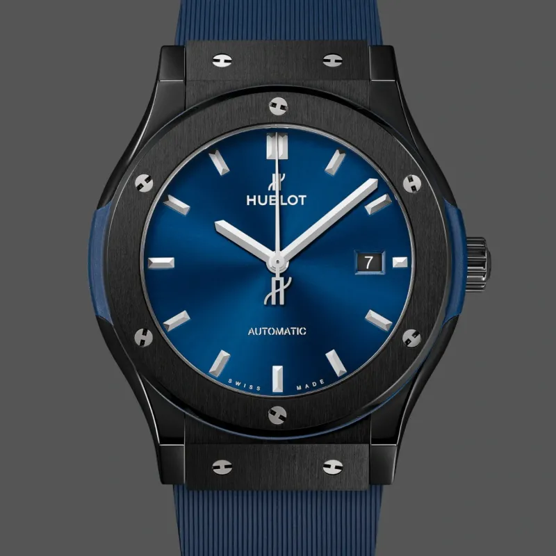 Hublot Classic Fusion Ceramic 542.CM.7170.RX Replica - Quadrante Blu Cinturino Caucciu