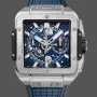 Hublot Square Bang Unico Titanium Blue 821.NX.5170.RX Replica - Cinturino Caucciu Titanio