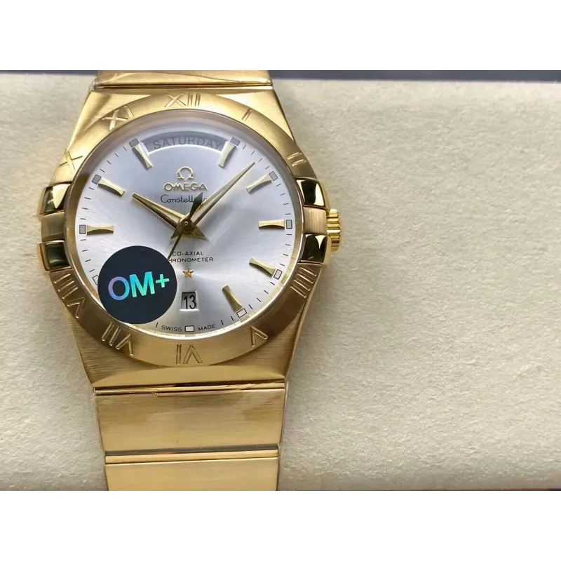 Omega Constellation 123.50.38.22.02.002 Replica - Quadrante Argento Lunetta Scanalata
