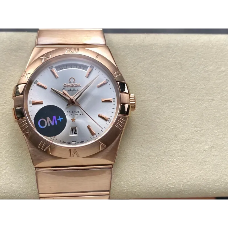 Omega Constellation 123.50.38.22.02.001 Replica - Quadrante Argento Lunetta Scanalata