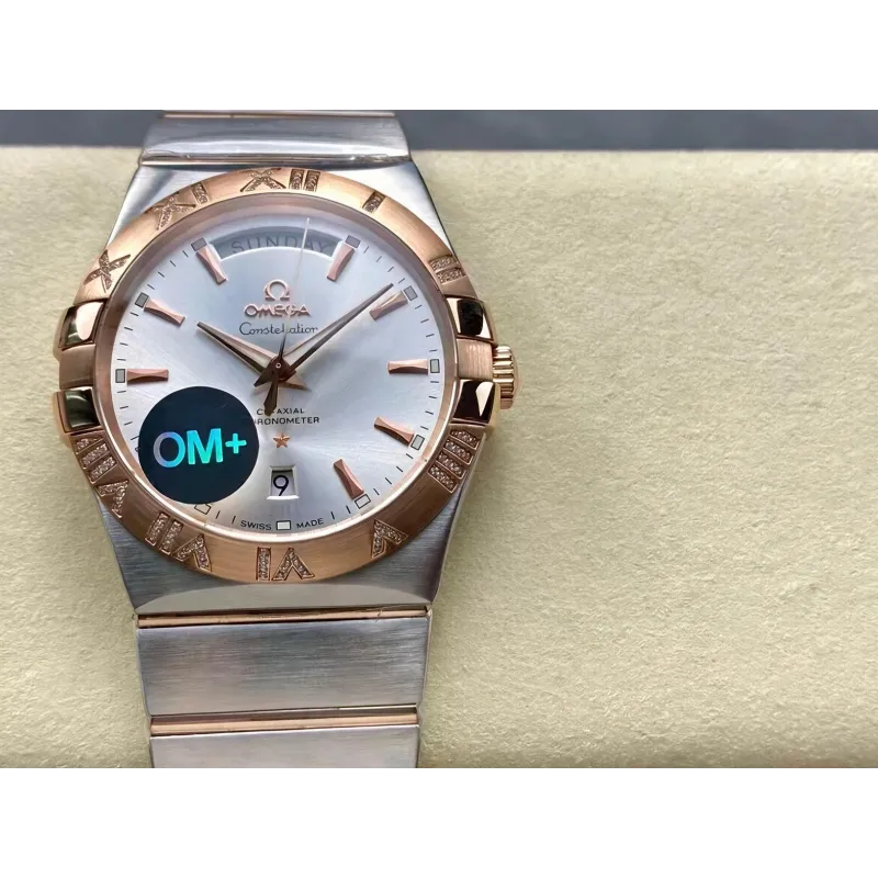 Omega Constellation 123.25.38.22.02.001 Replica - Quadrante Argento Lunetta Scanalata