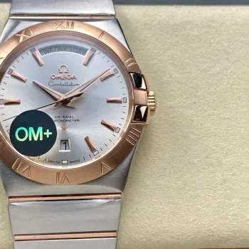 Omega Constellation 123.20.38.22.02.001 Replica - Quadrante Argento Lunetta Scanalata