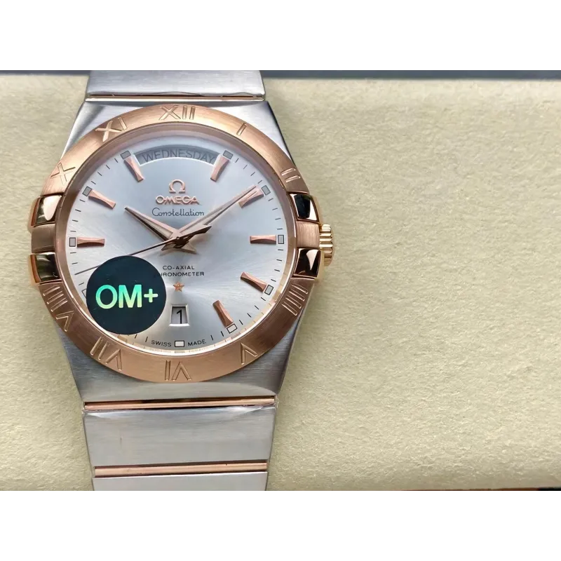Omega Constellation 123.20.38.22.02.001 Replica - Quadrante Argento Lunetta Scanalata