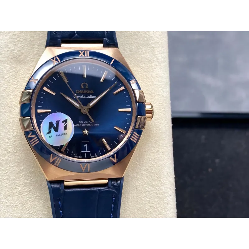 Omega Constellation 131.63.41.21.03.001 Replica - Quadrante Blu Oro Rosa
