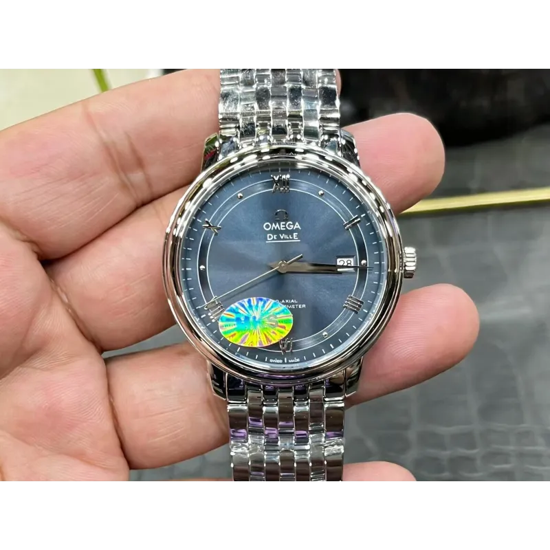Omega De Ville 424.10.40.20.03.002 Replica - Quadrante Blu Acciaio Inossidabile
