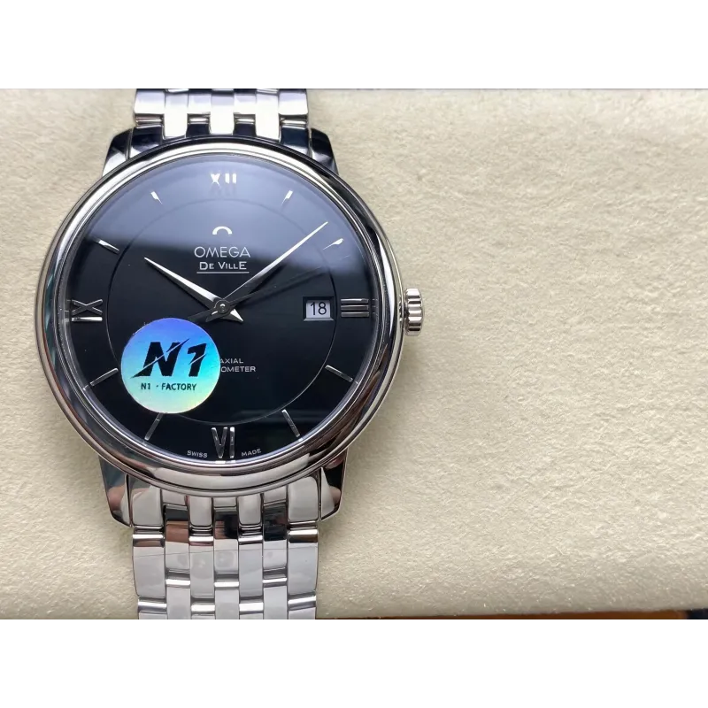 Omega De Ville 424.10.40.20.01.001 Replica - Quadrante Nero Acciaio Inossidabile