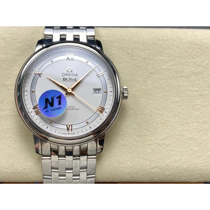 Omega De Ville 424.10.40.20.02.002 Replica - Quadrante Argento Acciaio Inossidabile