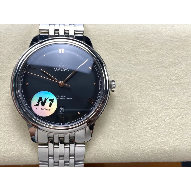 Omega De Ville 434.10.40.20.01.001 Replica - Quadrante Nero Acciaio Inossidabile