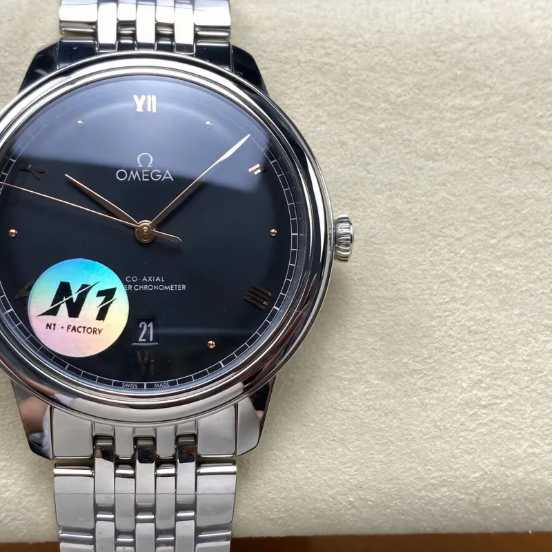 Omega De Ville 434.10.40.20.01.001 Replica - Quadrante Nero Acciaio Inossidabile