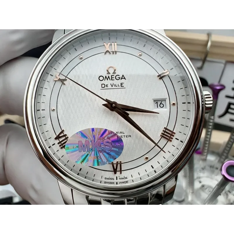 Omega De Ville 424.10.40.20.02.004 Replica - Quadrante Argento Acciaio Inossidabile