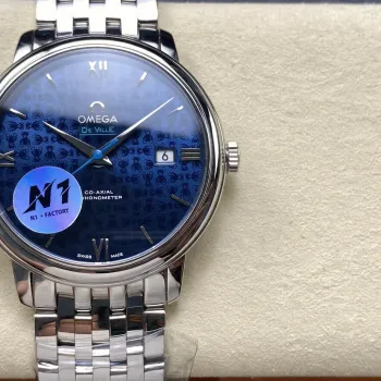 Omega De Ville 424.10.40.20.03.003 Replica - Quadrante Blu Acciaio Inossidabile