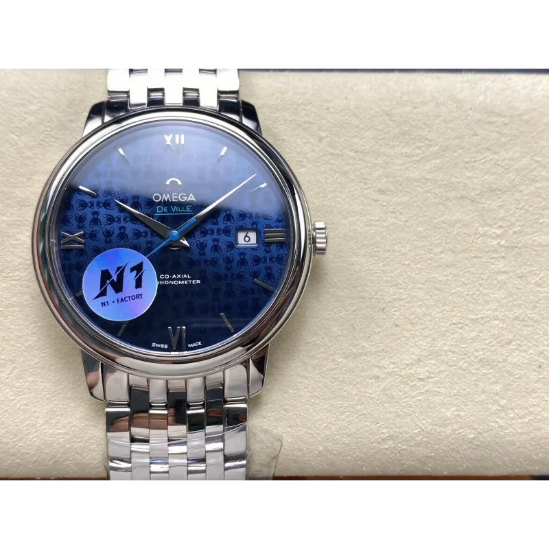 Omega De Ville 424.10.40.20.03.003 Replica - Quadrante Blu Acciaio Inossidabile