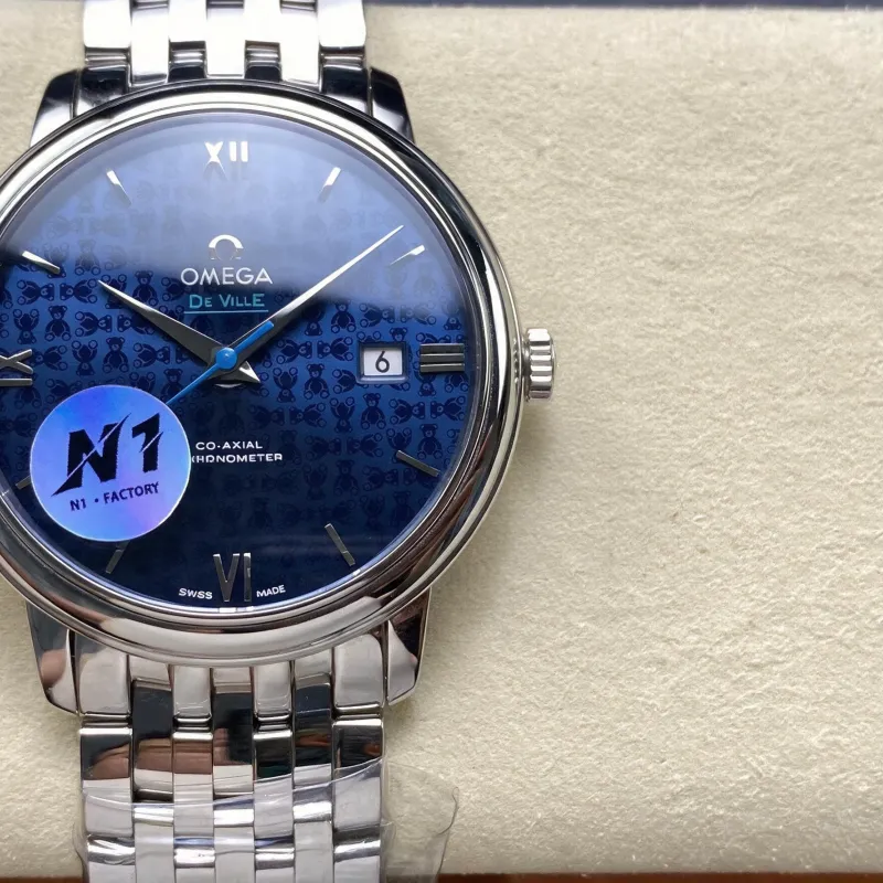Omega De Ville 424.10.40.20.03.003 Replica - Quadrante Blu Acciaio Inossidabile