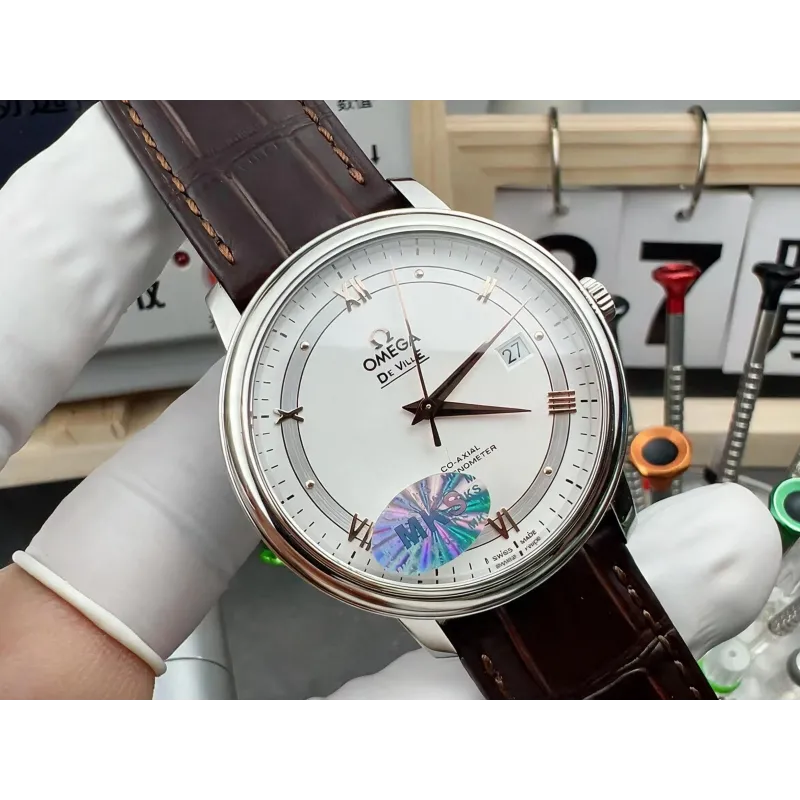 Omega De Ville 424.13.40.20.02.002 Replica - Quadrante Argento Acciaio Inossidabile