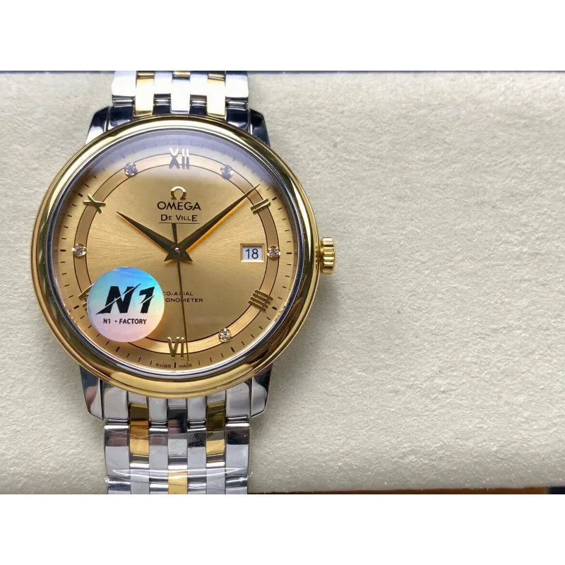 Omega De Ville 424.20.40.20.58.001 Replica - Quadrante Champagne Acciaio Inossidabile