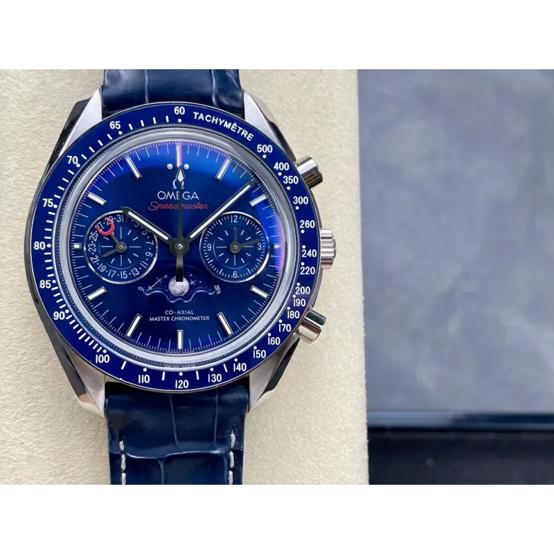 Omega Speedmaster Moonwatch 304.33.44.52.03.001 Replica - Quadrante Blu Cinturino in Pelle