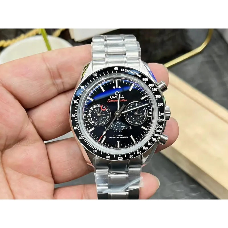 Omega Speedmaster Moonphase 304.30.44.52.01.001 Replica - Quadrante Nero Acciaio Inossidabile