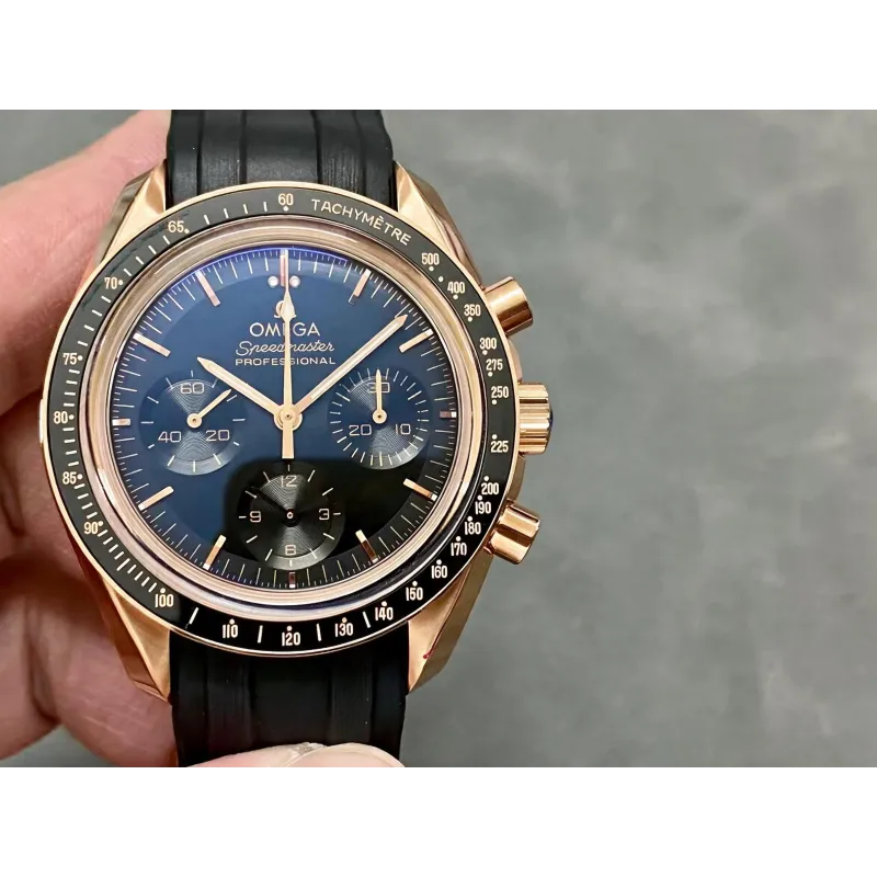 Omega Speedmaster 310.63.42.50.01.001 (RUBBER STRAP) Replica - Quadrante Nero Oro Rosa