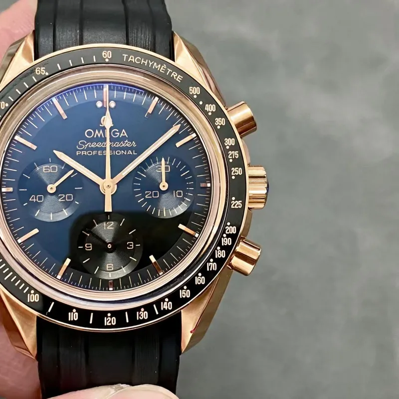 Omega Speedmaster 310.63.42.50.01.001 (RUBBER STRAP) Replica - Quadrante Nero Oro Rosa