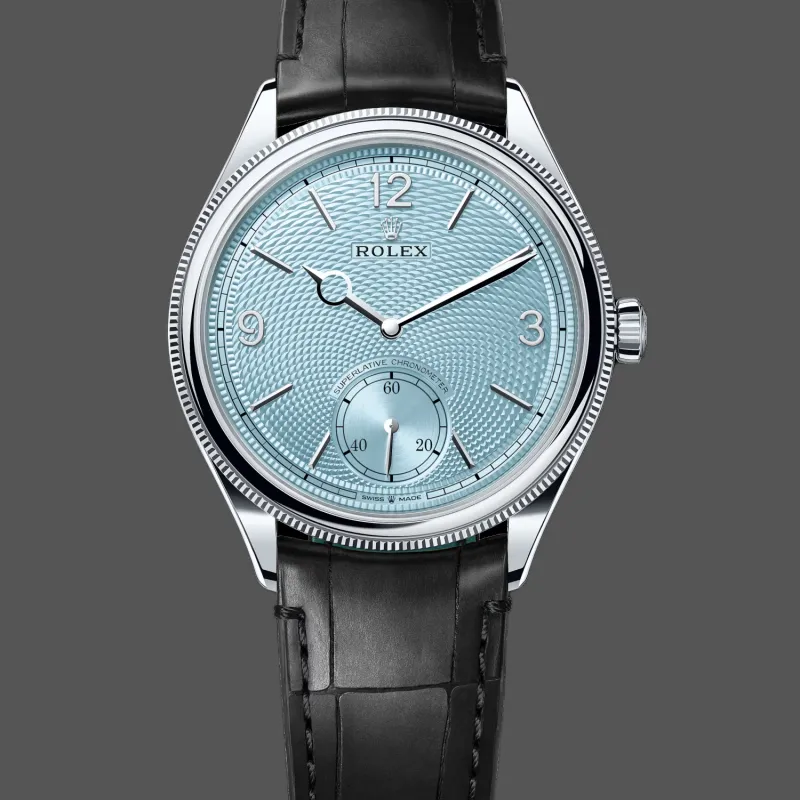 Rolex 1908 52506 Replica - Quadrante Blu Ghiaccio Lunetta Scanalata