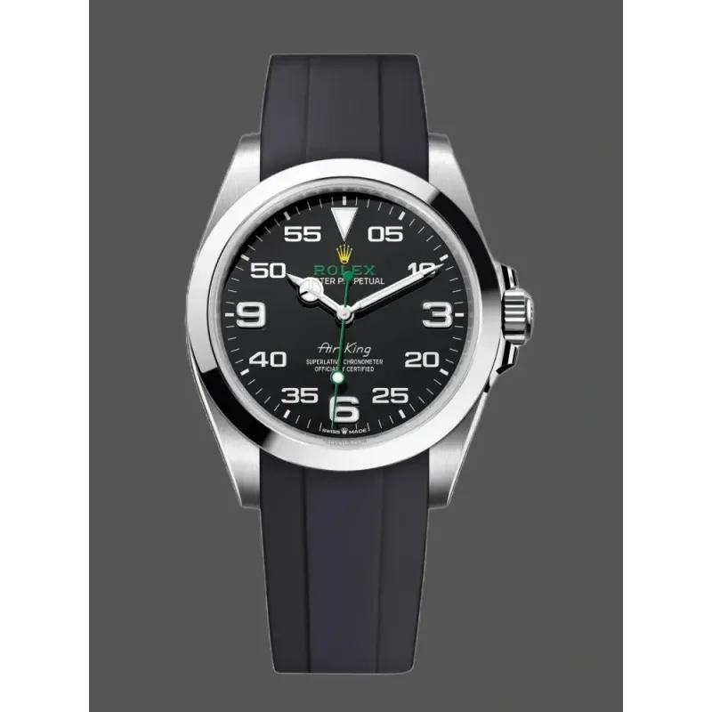 Rolex Air-King 126900 Replica - Quadrante Nero Cinturino Caucciu