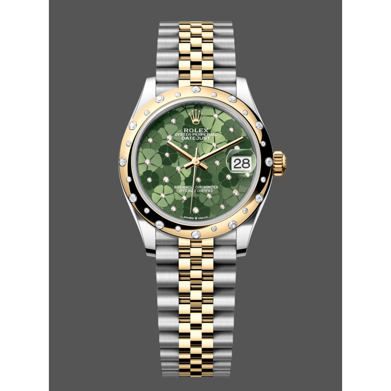 Rolex Datejust Donna 278343RBR Replica - Quadrante Verde Oliva Lunetta con Diamanti