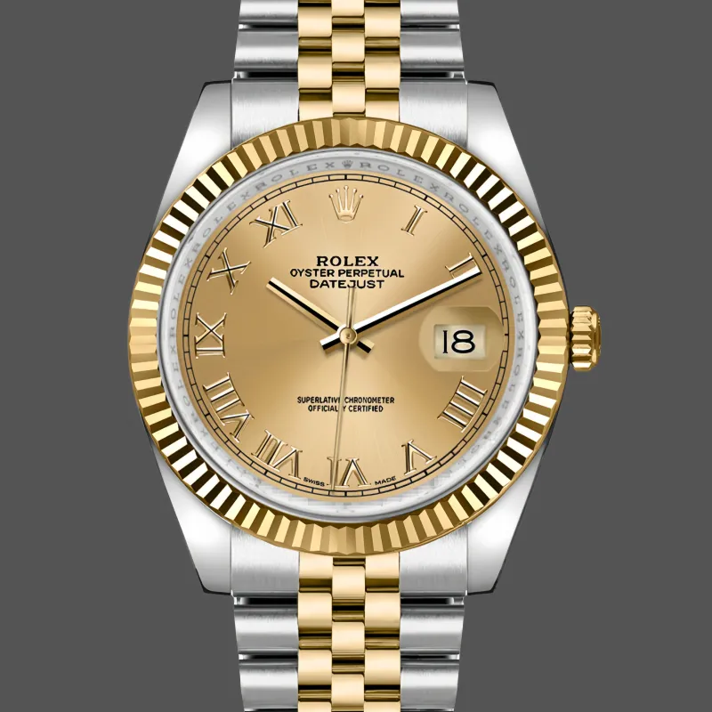 Rolex Datejust Unisex 116233 0147 Replica - Quadrante Champagne Lunetta Scanalata