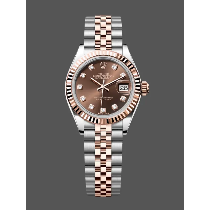 Rolex Datejust 28 Unisex 279171 Replica - Quadrante Marrone Lunetta Scanalata